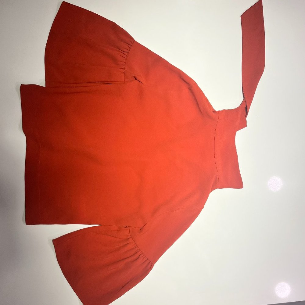 BCBG Maxazria  Orange XS Tie Neck Blouse